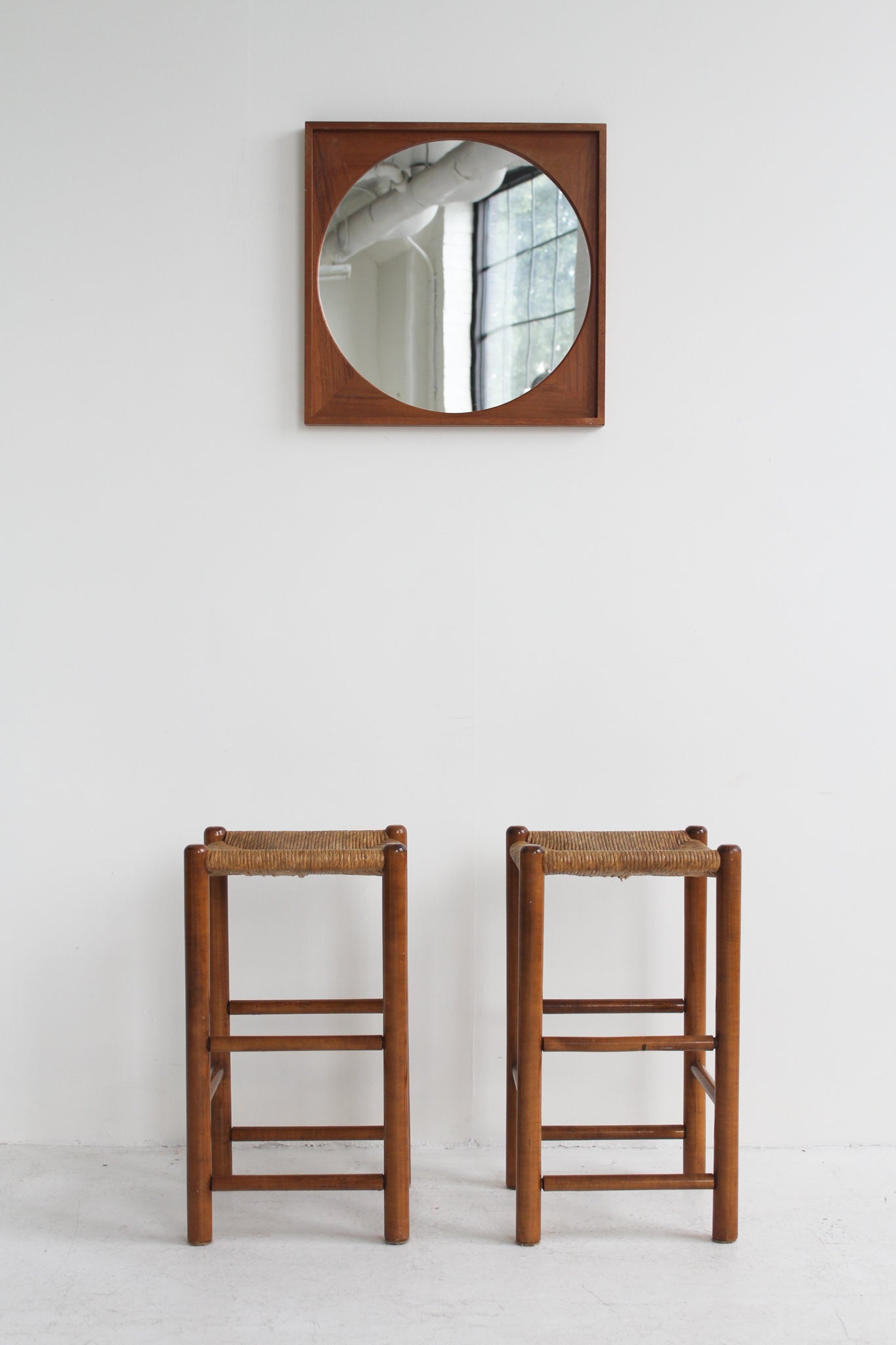 Oak and Rush Stools