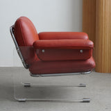 Argenta Lucite & Leather Lounge Chairs by Pace