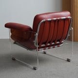 Argenta Lucite & Leather Lounge Chairs by Pace