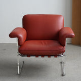 Argenta Lucite & Leather Lounge Chairs by Pace