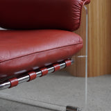 Argenta Lucite & Leather Lounge Chairs by Pace