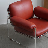 Argenta Lucite & Leather Lounge Chairs by Pace