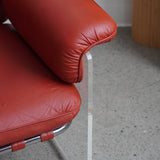 Argenta Lucite & Leather Lounge Chairs by Pace