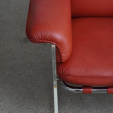 Argenta Lucite & Leather Lounge Chairs by Pace