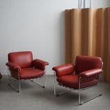 Argenta Lucite & Leather Lounge Chairs by Pace