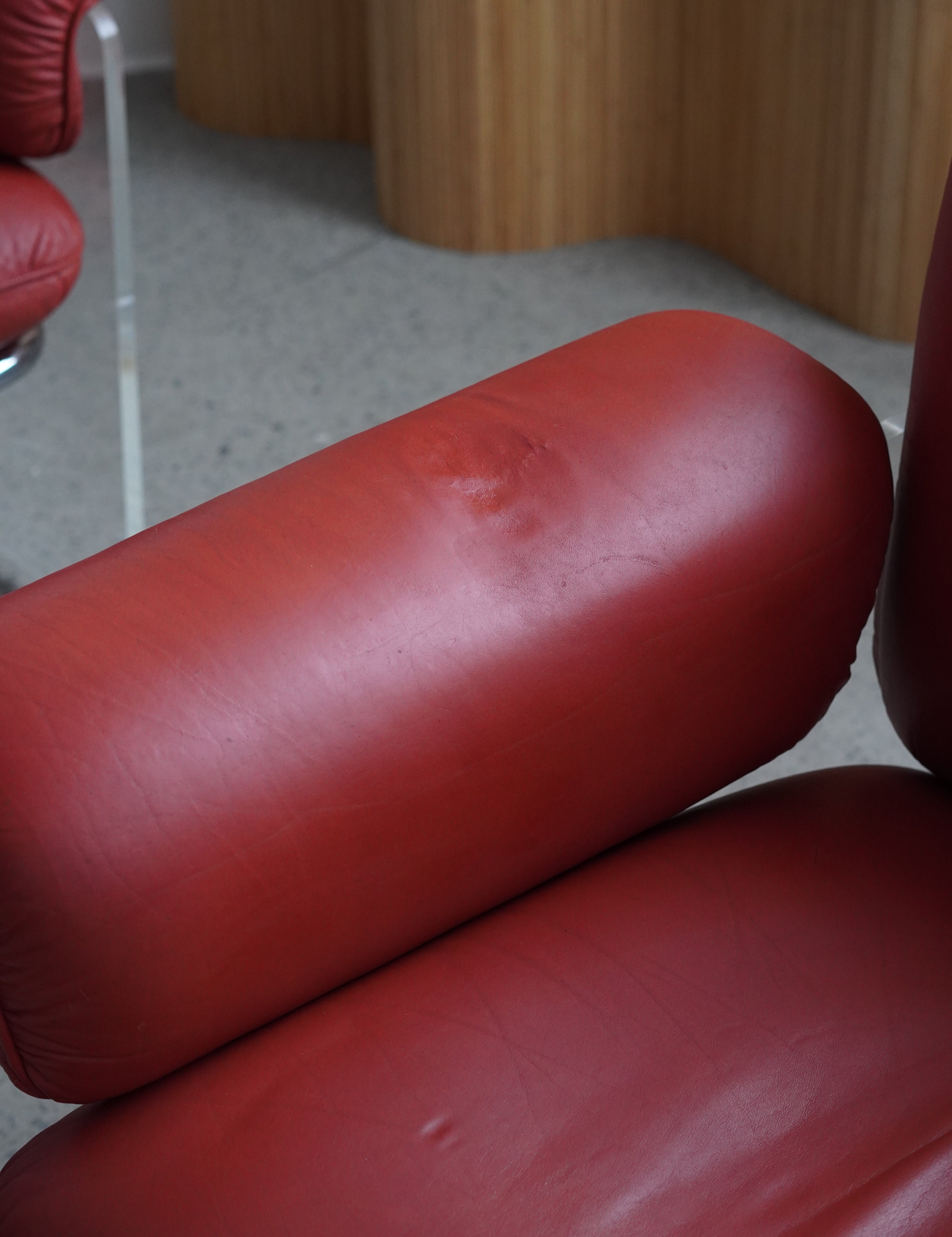 Argenta Lucite & Leather Lounge Chairs by Pace