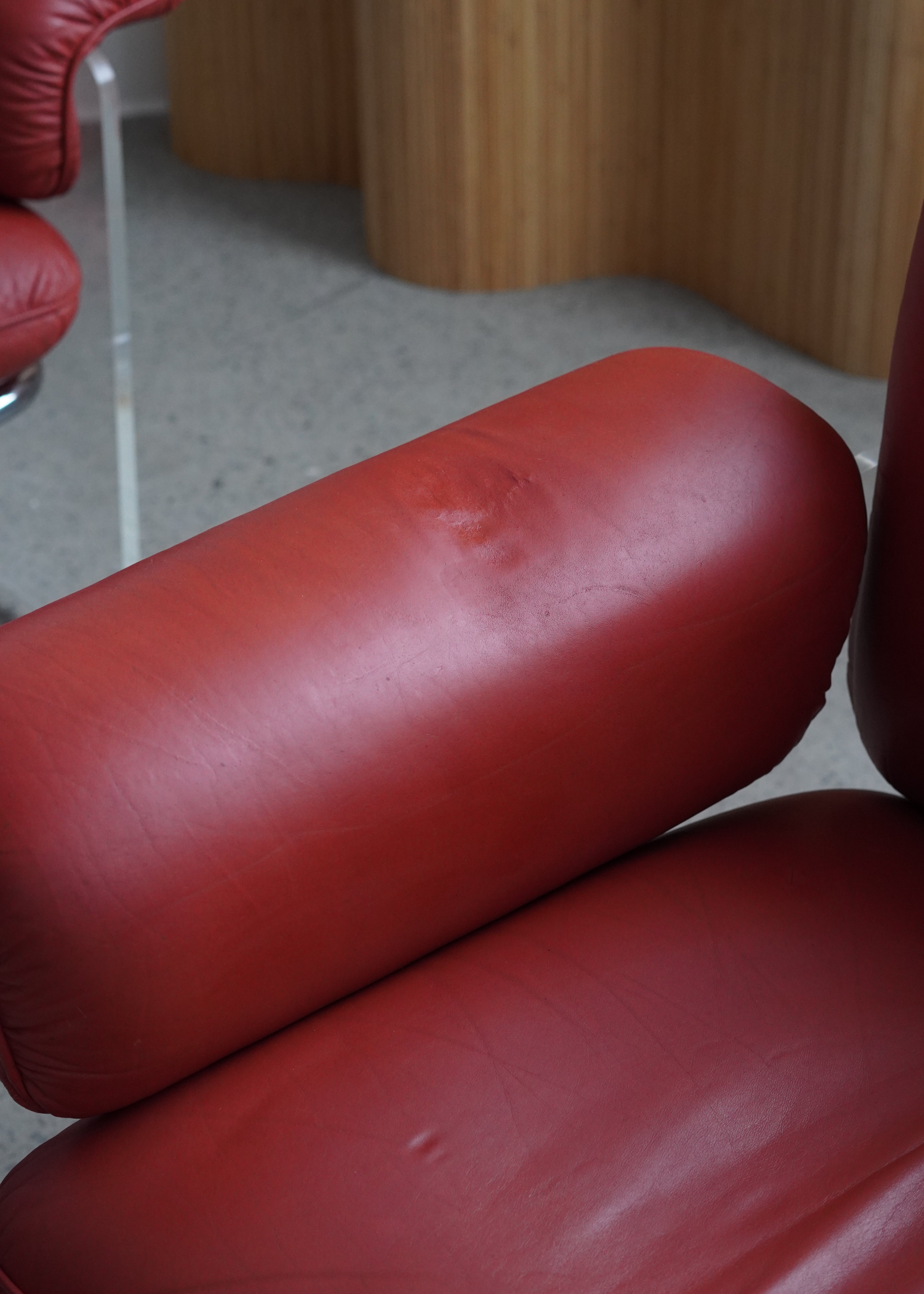 Argenta Lucite & Leather Lounge Chairs by Pace