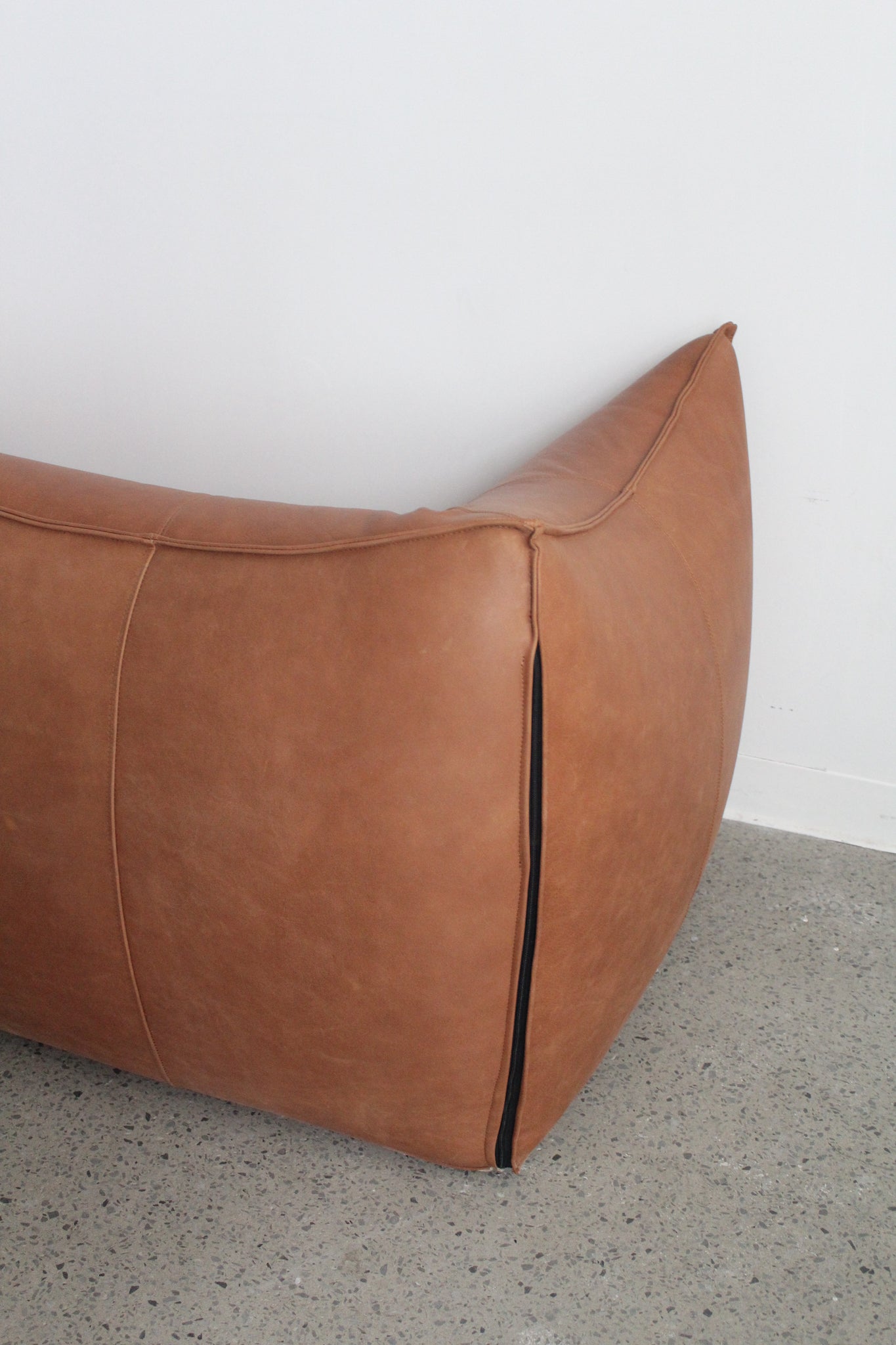 Brown Leather Bambole Sofa by Mario Bellini for B&B Italia