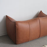 Brown Leather Bambole Sofa by Mario Bellini for B&B Italia