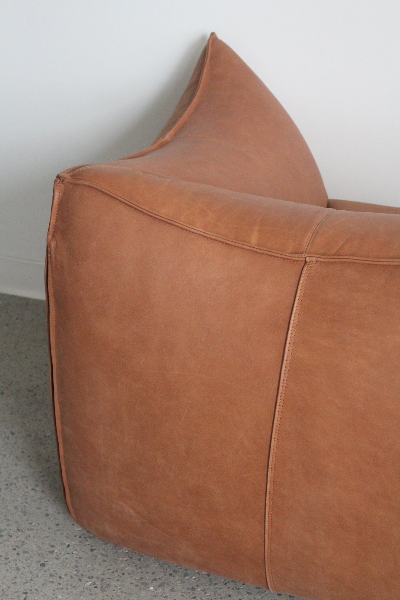 Brown Leather Bambole Sofa by Mario Bellini for B&B Italia