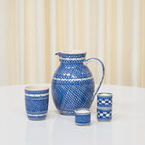 Blue and White Lattice Pottery Serving Set