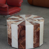 Table basse en onyx rouge et blanc