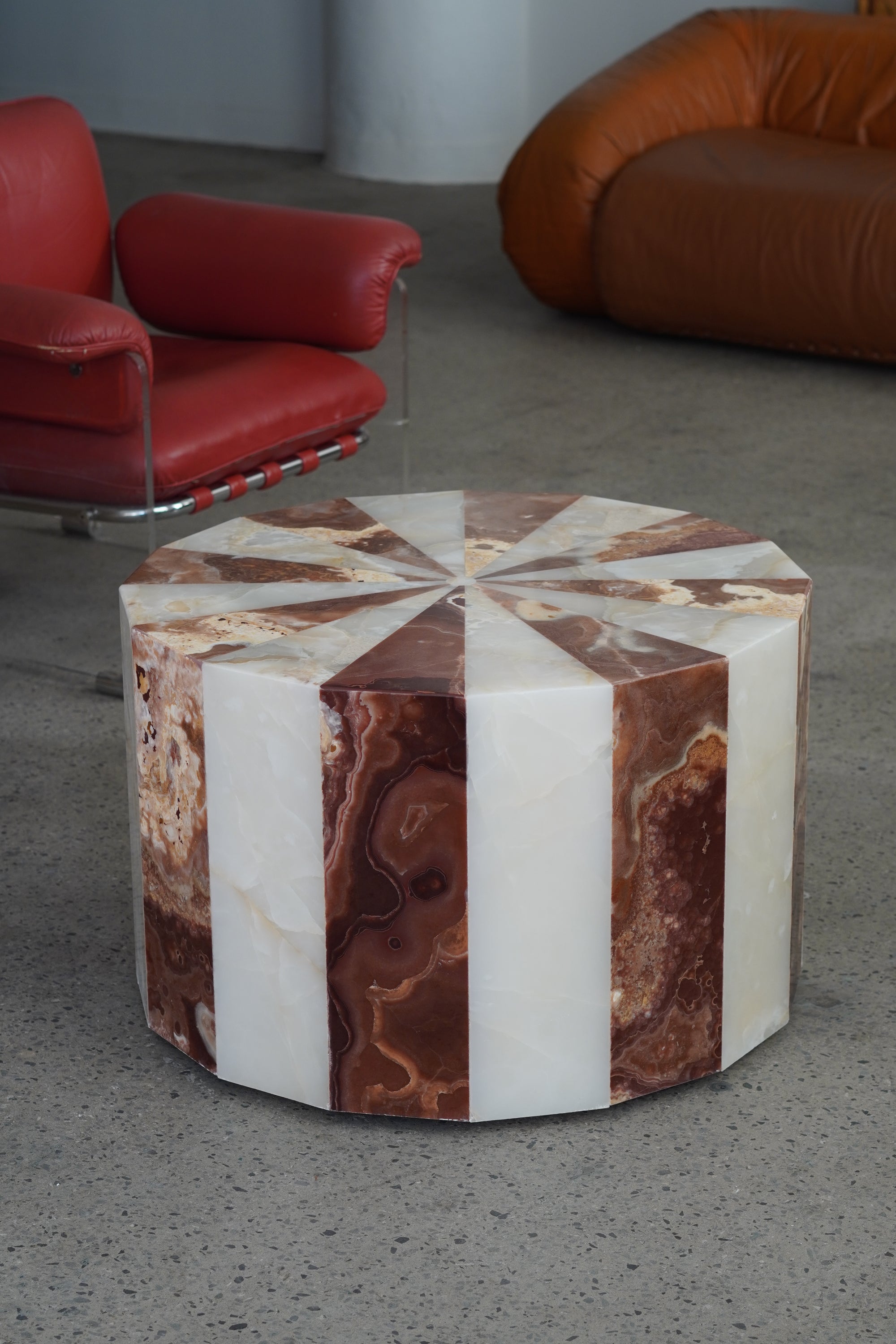 Red and White Onyx Coffee Table