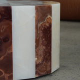 Table basse en onyx rouge et blanc
