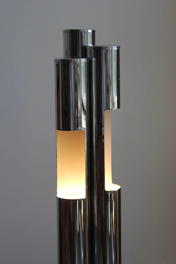 Three Column Chrome Floor Lamp