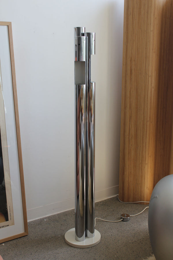 Three Column Chrome Floor Lamp