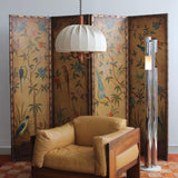 Teak and Linen Hanging Lamp by Domus