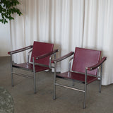 Leather Swivel Back Sling Armchair