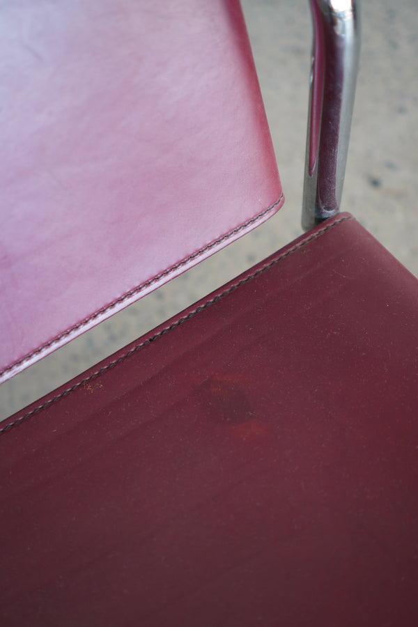 Leather Swivel Back Sling Armchairs