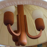 Teak and Linen Hanging Lamp by Domus