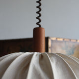 Teak and Linen Hanging Lamp by Domus