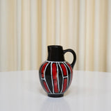 Black and Red Geometric Ceramic Pitcher