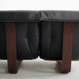 Canapé sling en cuir et palissandre