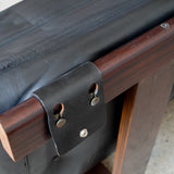 Canapé sling en cuir et palissandre