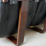 Canapé sling en cuir et palissandre