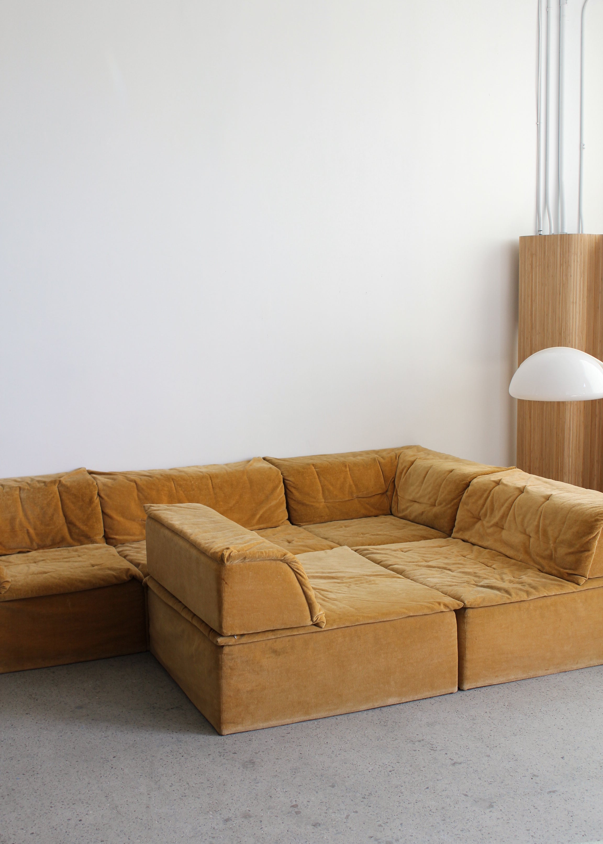 Gold Velvet sofa by Hans Hopfer for Roche Bobois
