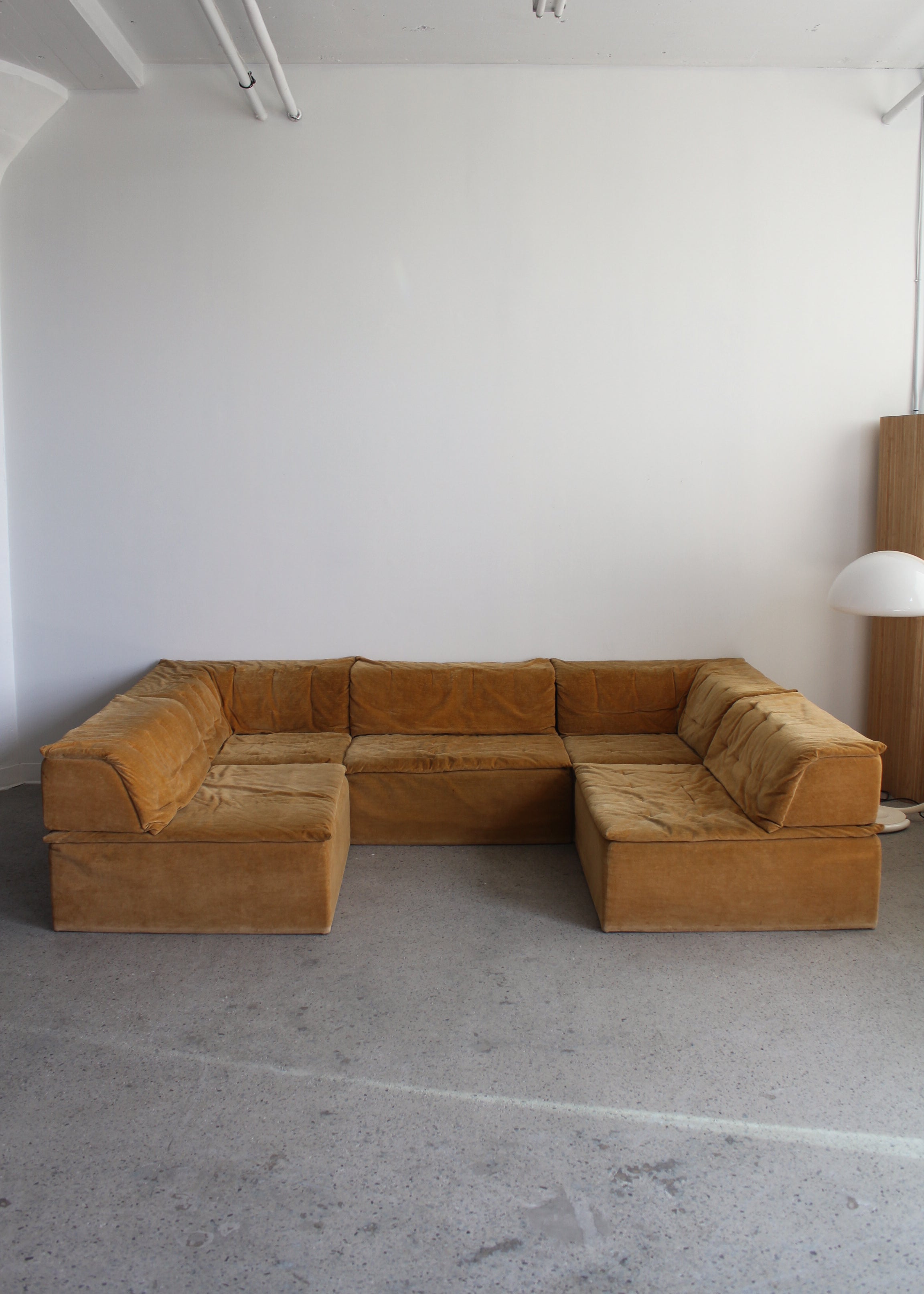 Gold Velvet sofa by Hans Hopfer for Roche Bobois
