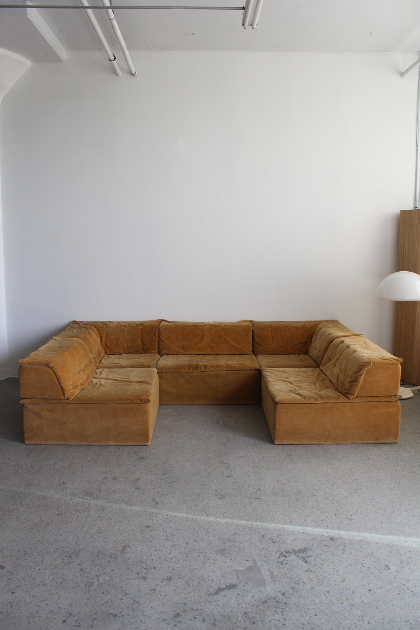 Gold Velvet sofa by Hans Hopfer for Roche Bobois