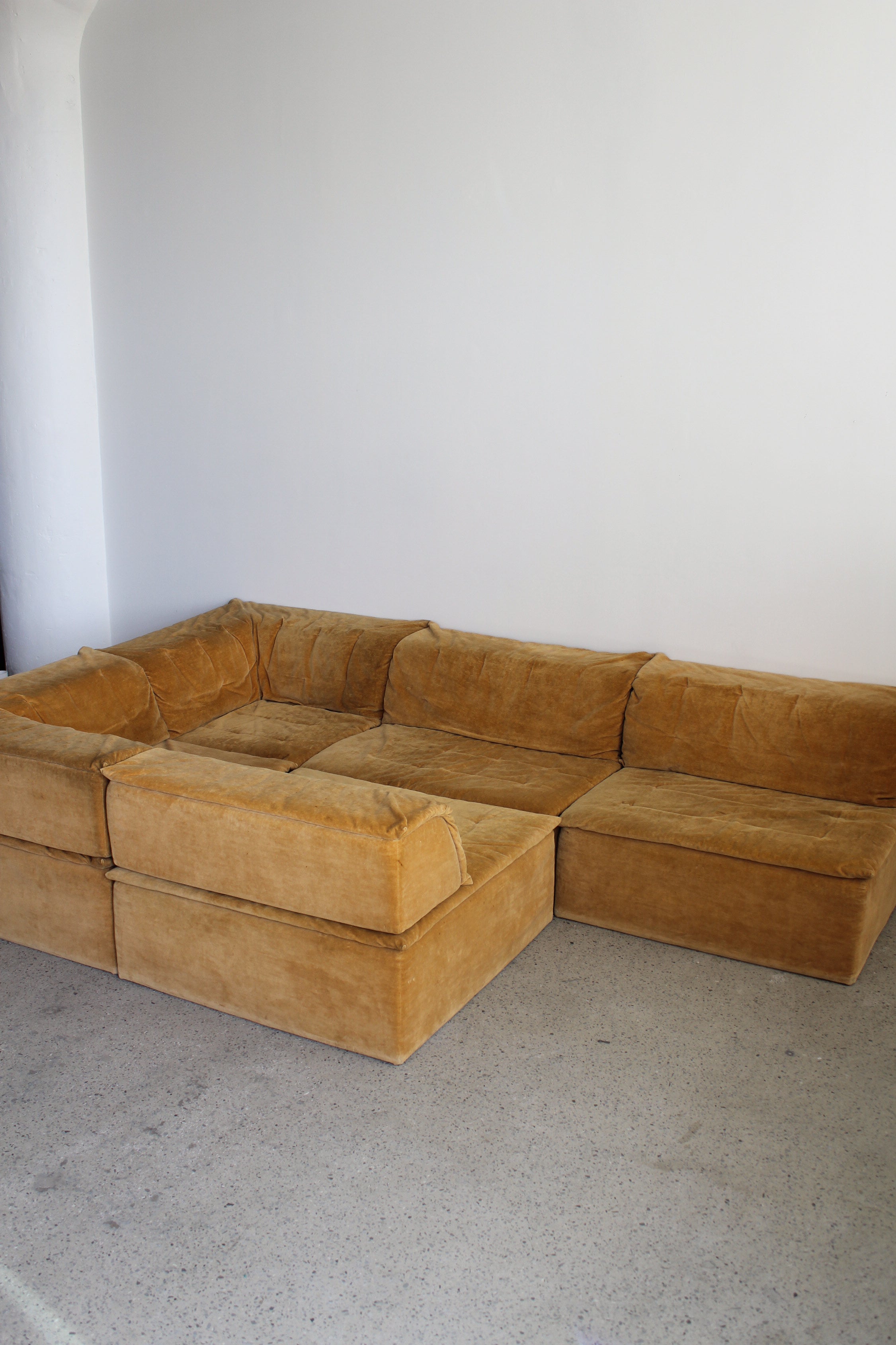 Gold Velvet sofa by Hans Hopfer for Roche Bobois