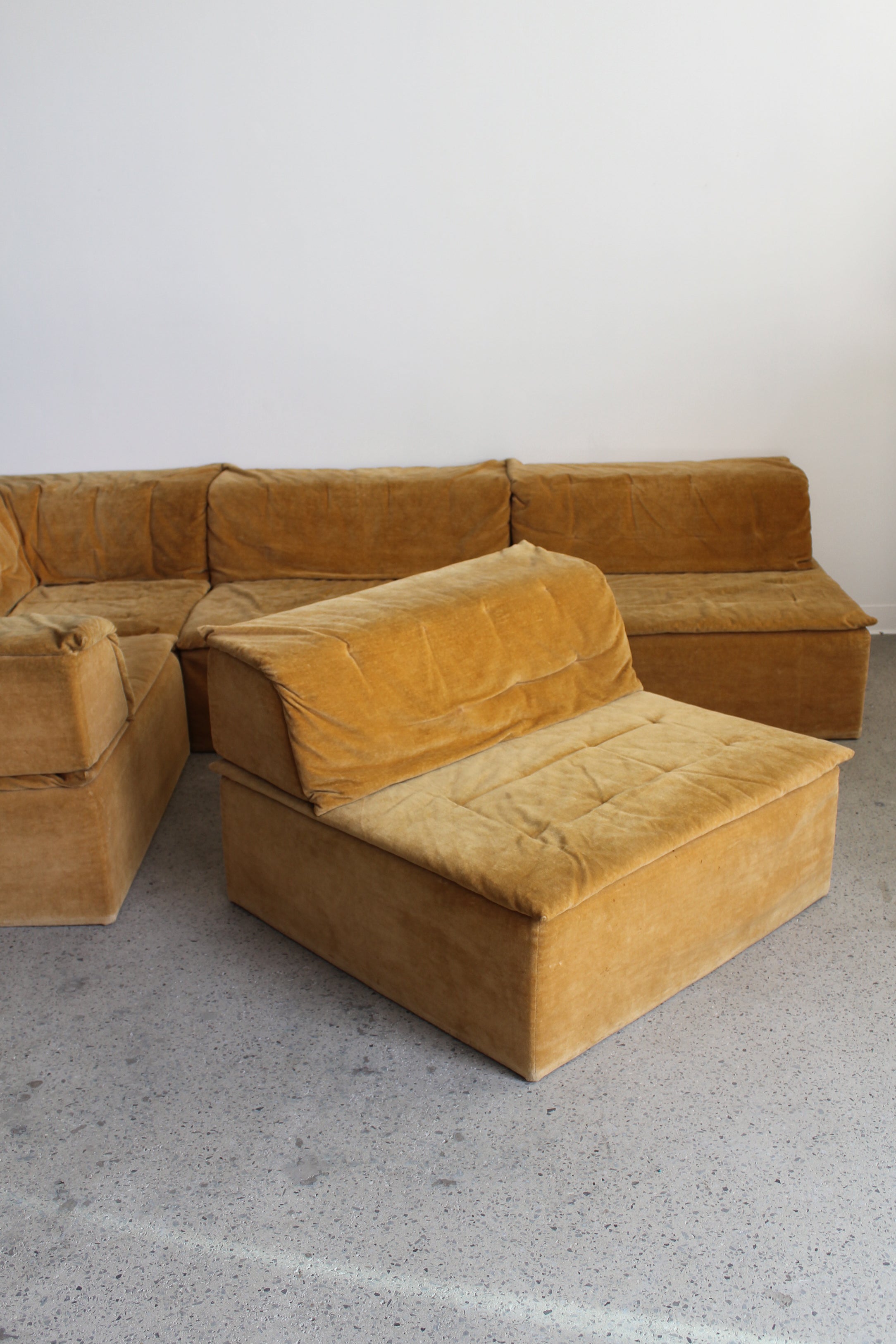 Gold Velvet sofa by Hans Hopfer for Roche Bobois