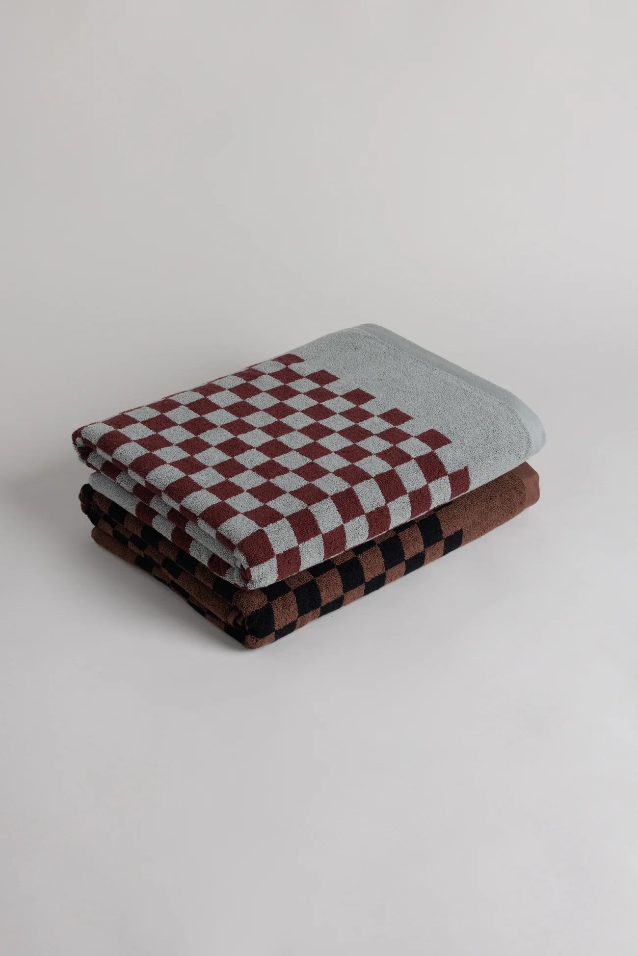 Pool Towel Pair in Cement & Rhus and Tabac & Noir by Baina