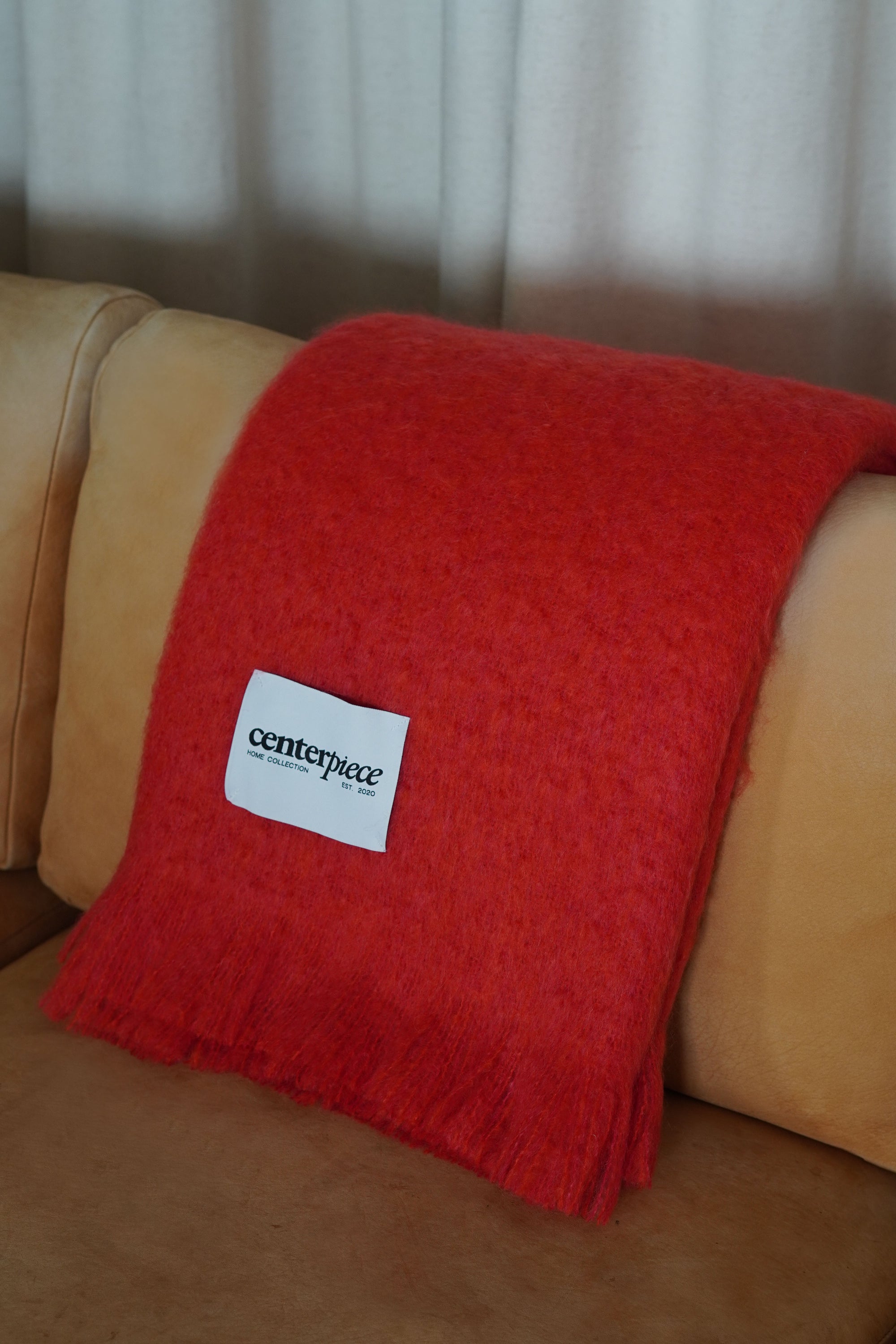 Red Mohair Throw by Le Centerpiece