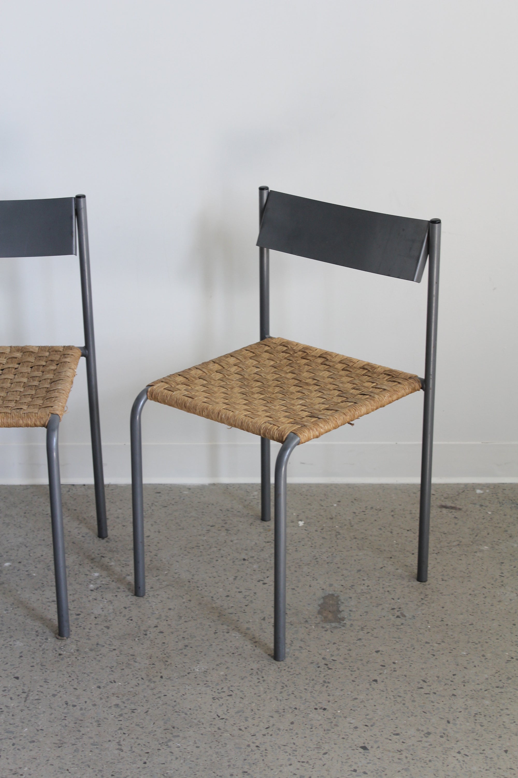 Rush and Metal Stacking Chairs