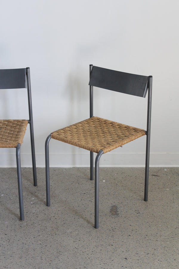 Rush and Metal Stacking Chairs