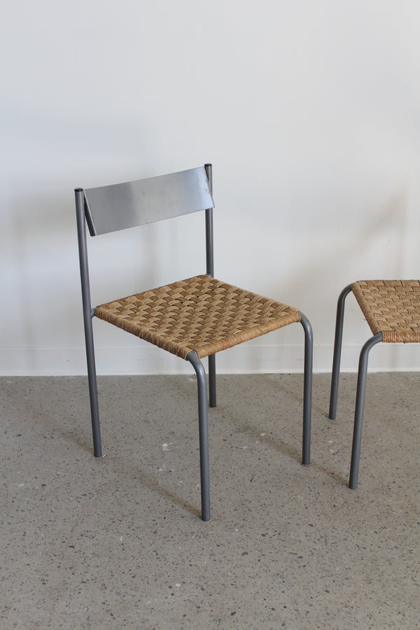 Rush and Metal Stacking Chairs