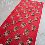Scarlet Red Floral Wool Rug