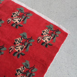 Scarlet Red Floral Wool Rug