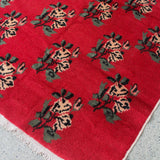 Scarlet Red Floral Wool Rug