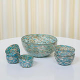 Set of 6 Blue Speckled Glass Bowls