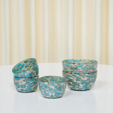 Set of 6 Blue Speckled Glass Bowls