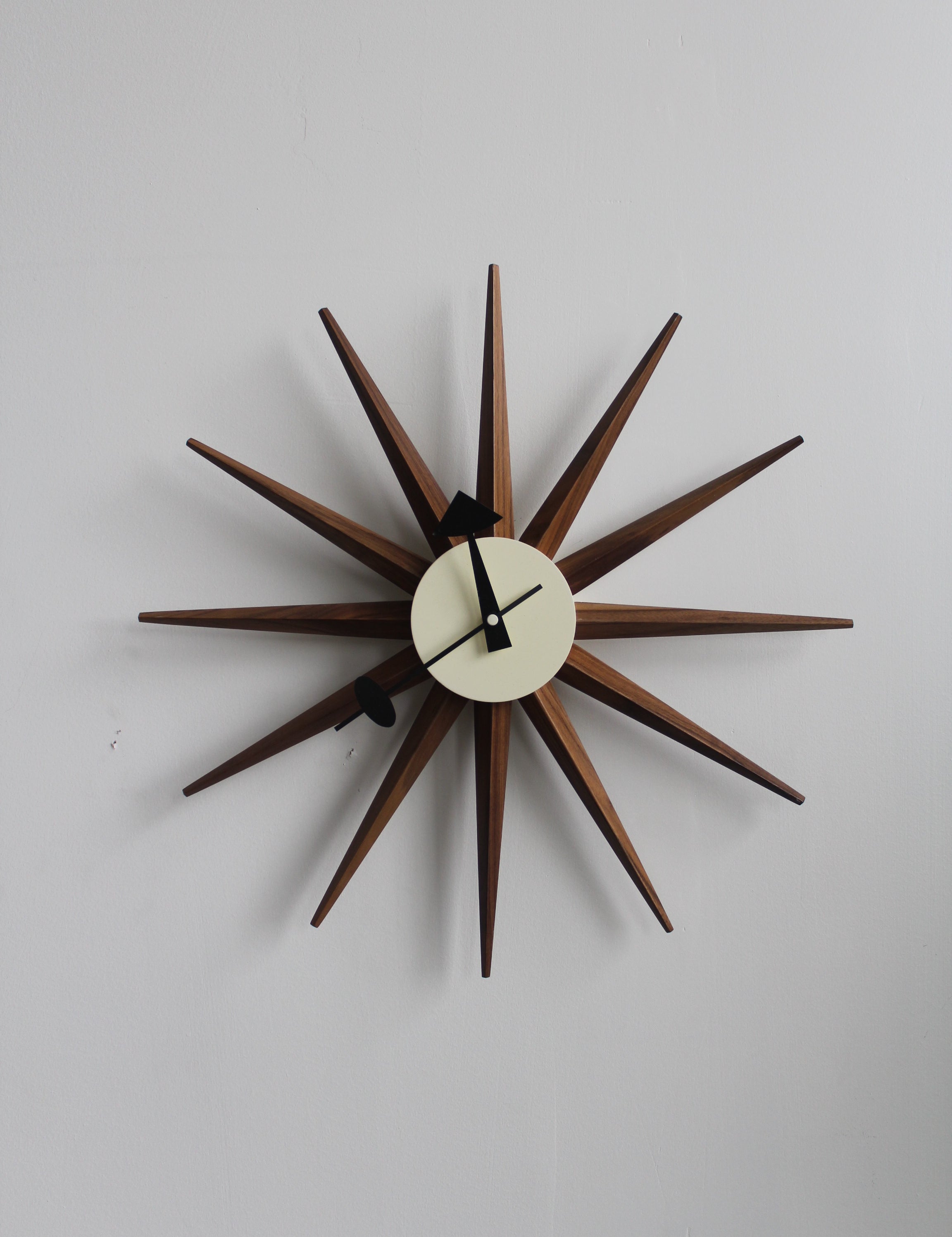 Vintage Wood Sunburst Clock George Nelson