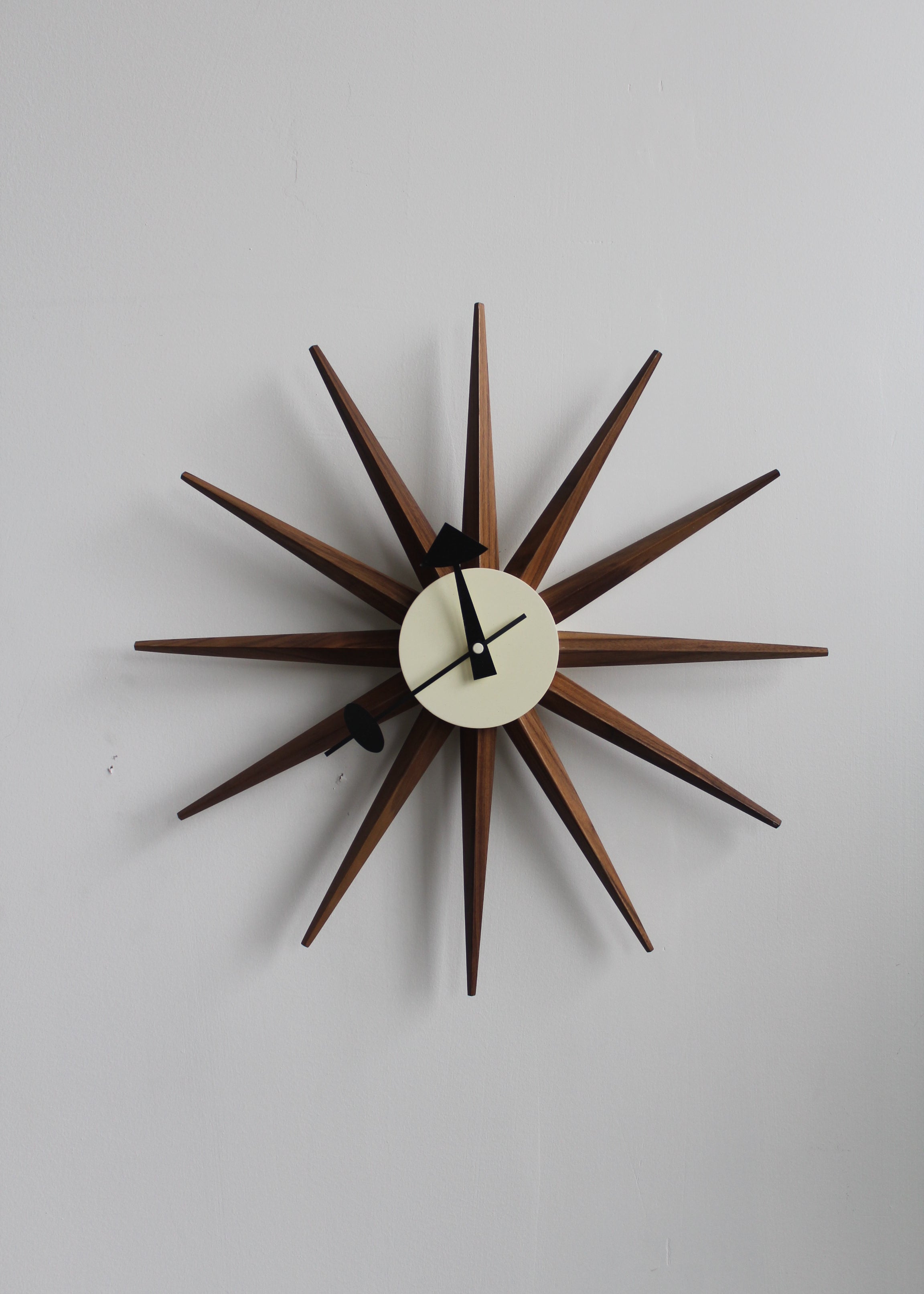 Vintage Wood Sunburst Clock George Nelson