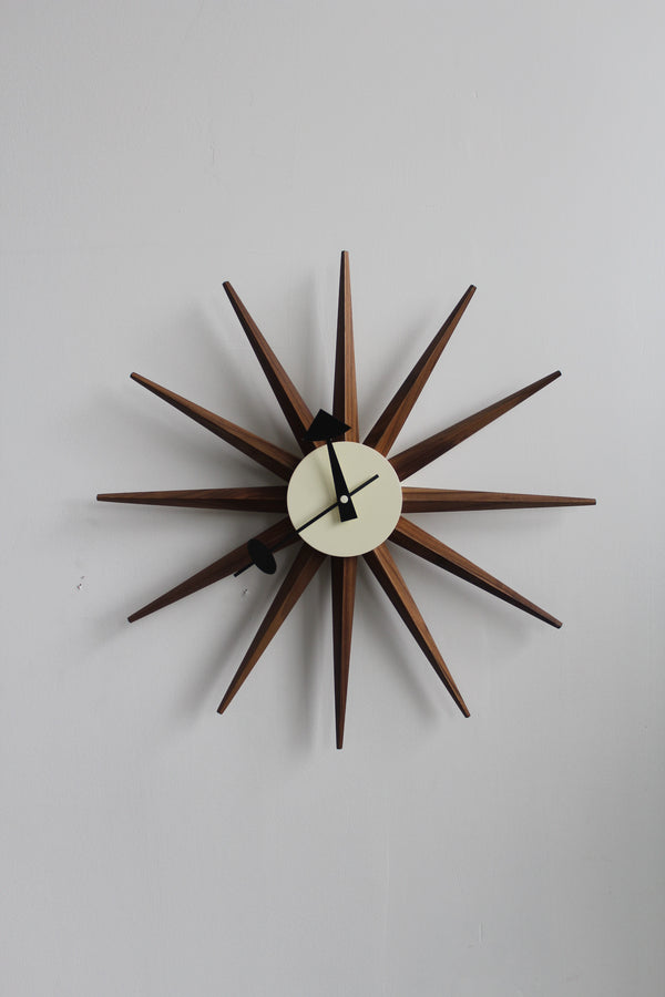 Vintage Wood Sunburst Clock George Nelson