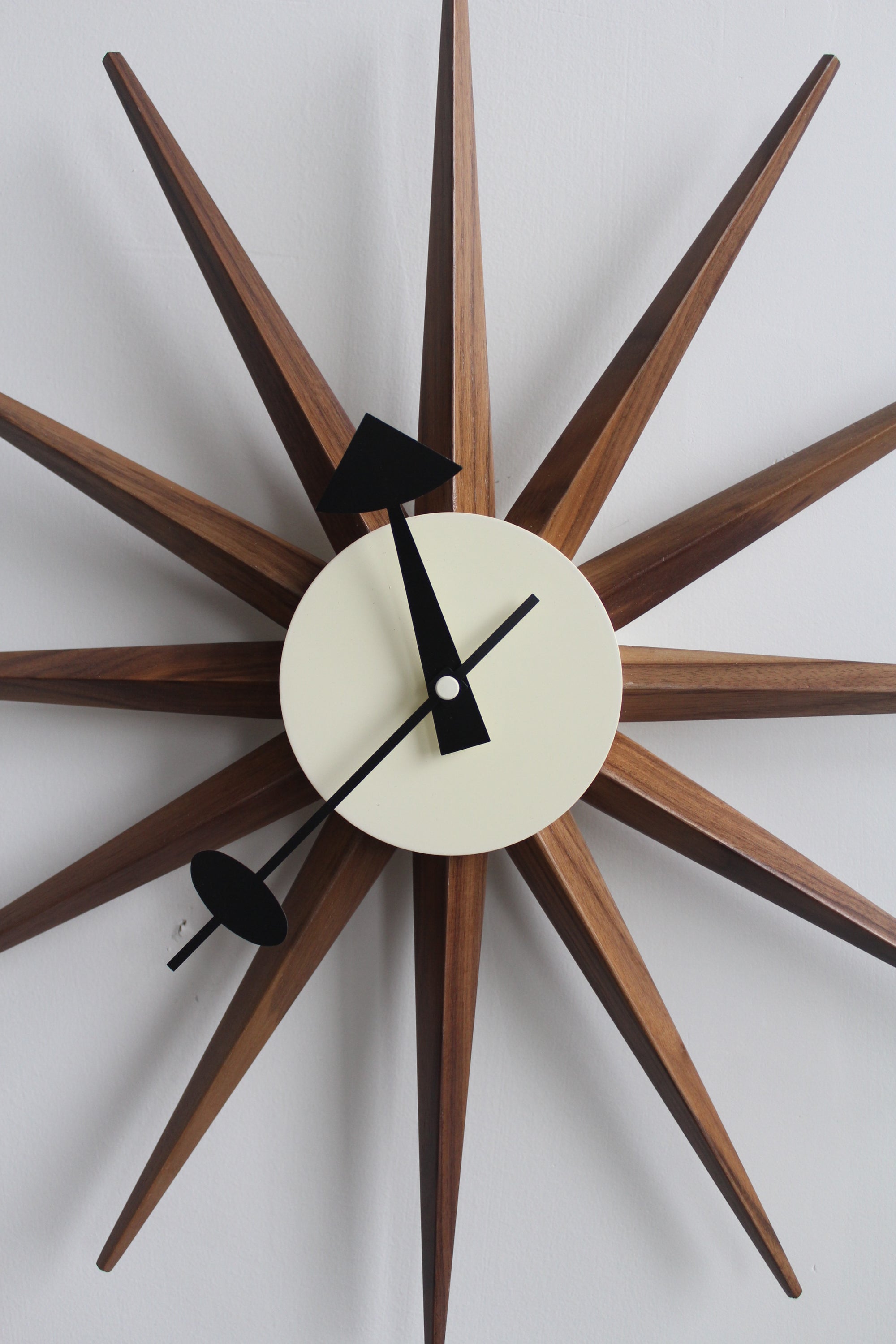 Vintage Wood Sunburst Clock George Nelson