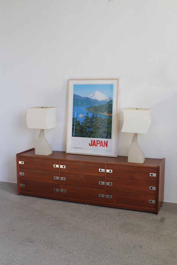 Teak and Chrome Lowboy Dresser