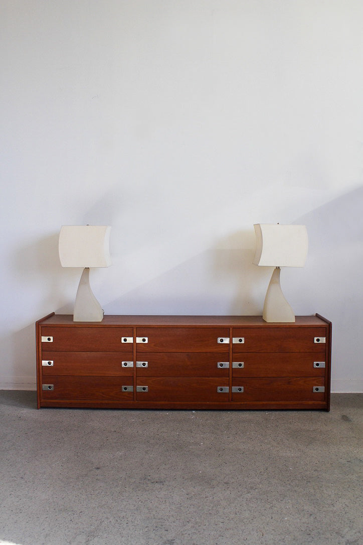 Teak and Chrome Lowboy Dresser